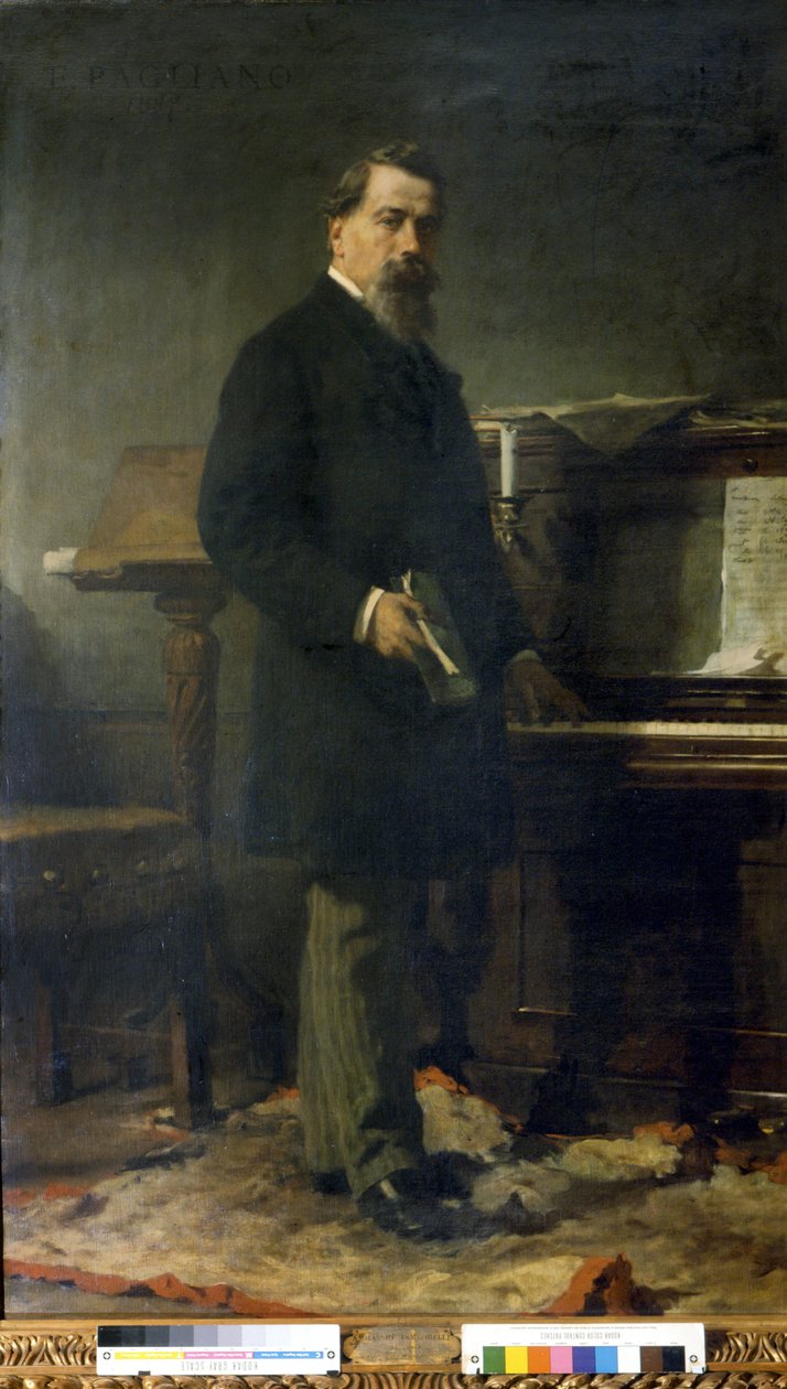 Amilcare Ponchielli (1834 - 1886). Italienischer Komponist. Gemälde von Eleuterio Pagliano. von Eleuterio Pagliano