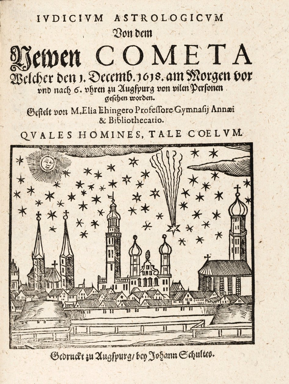 Ein neuer Komet, gesehen von Augsburg, Deutschland am 1. Dezember 1618, veröffentlicht 1618 von Elias Ehinger 1573 1653.