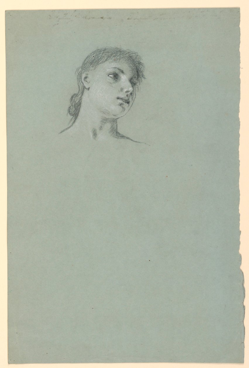 Zeichnung, Studie eines Mädchens von Elihu Vedder