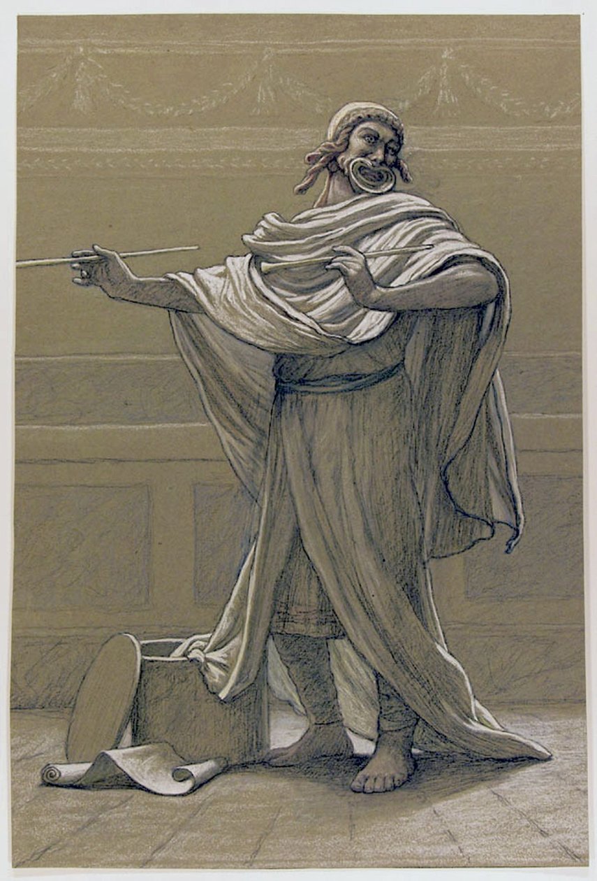 Griechischer Schauspieler mit Pfeifen von Elihu Vedder