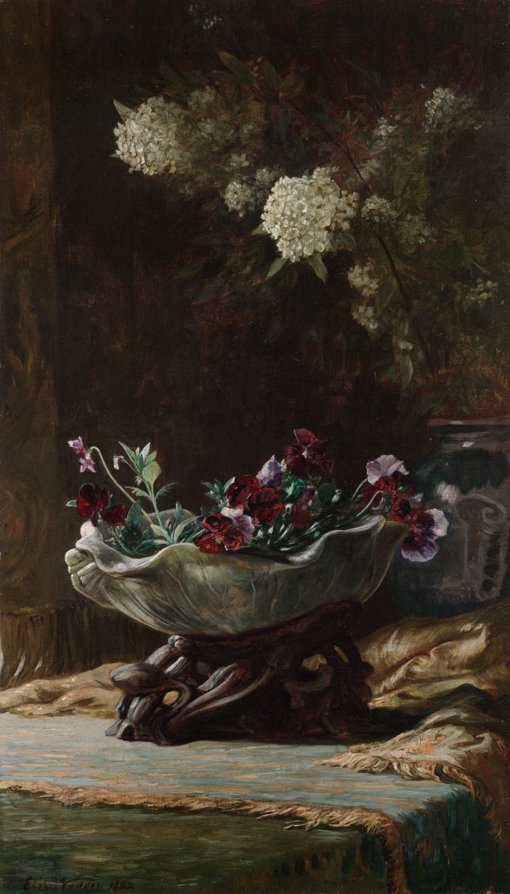 Stiefmütterchen und Spirea von Elihu Vedder