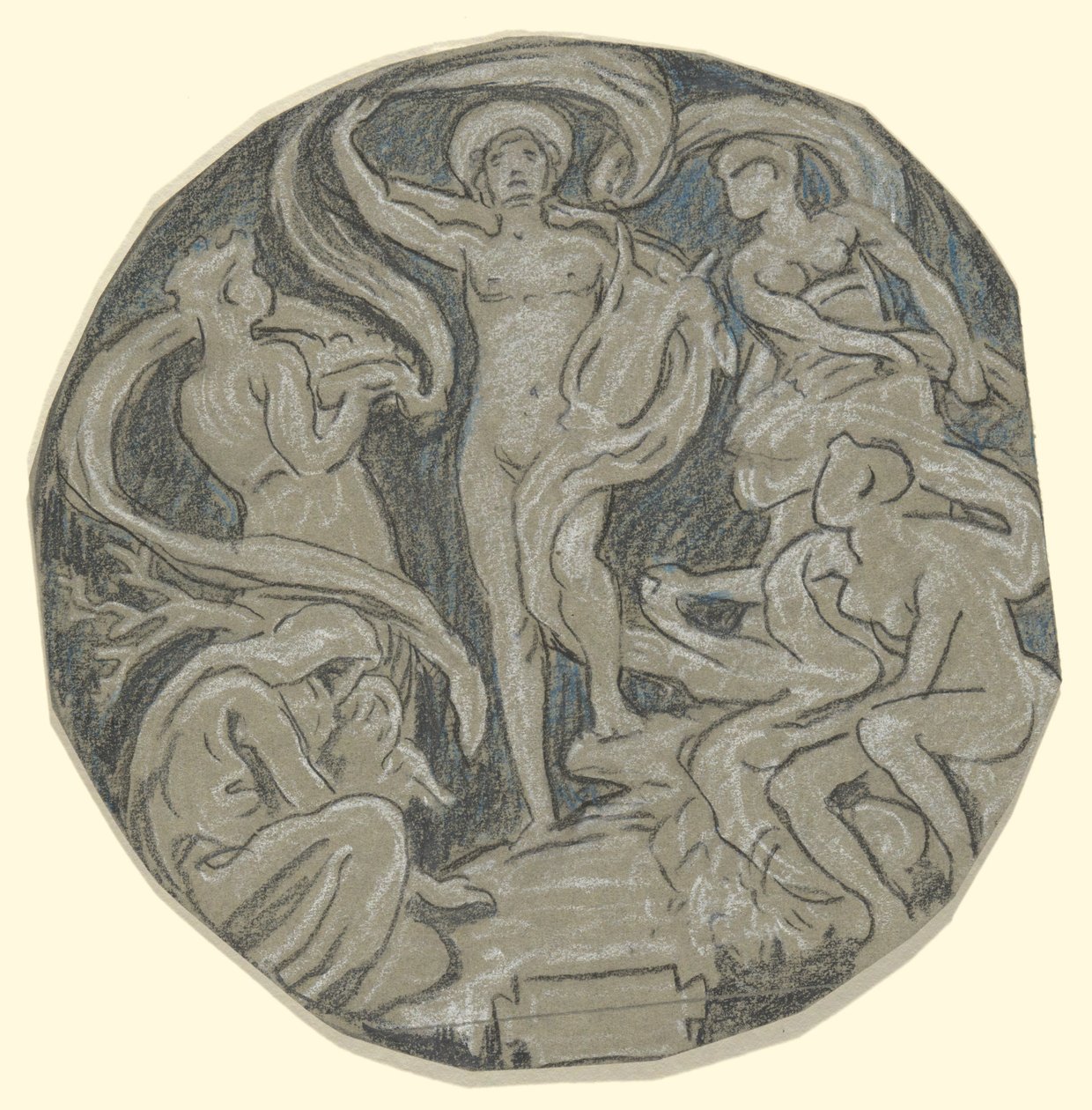 Studie für den Mittelkreis der Huntington-Decke; Apollo und Begleiter von Elihu Vedder