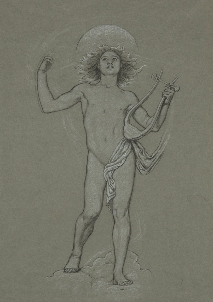 Studie für die Figur des Apollo, aus den 60 Studien für die Huntington-Decke (1926.80) von Elihu Vedder