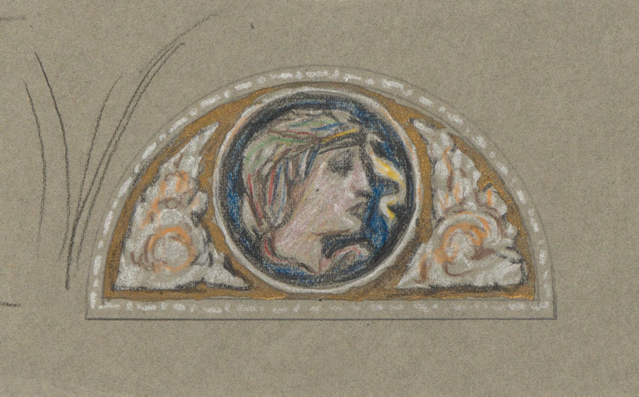 Studie für Lunette mit Frauenkopf von Elihu Vedder