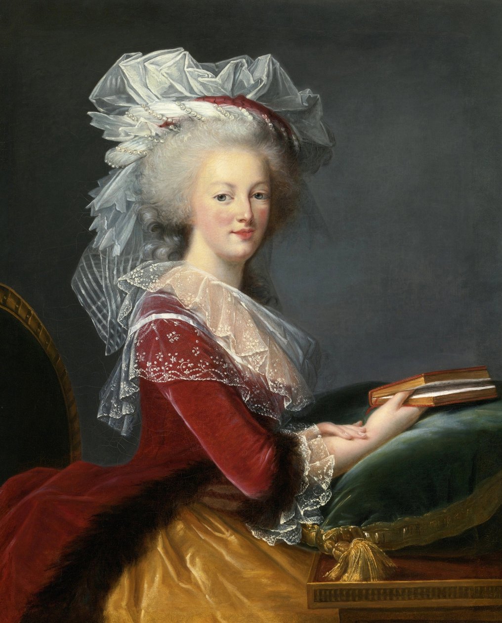 Porträts von Marie Antoinette (Marie-Antoinette) de Lorraine Habsbourg (1755-1793) Königin von Frankreich Gemälde von Marie Louise Elisabeth Vigee Lebrun (Vigee-Lebrun)(1755-1842) 1785 Privatsammlung von Elisabeth Louise Vigee Lebrun