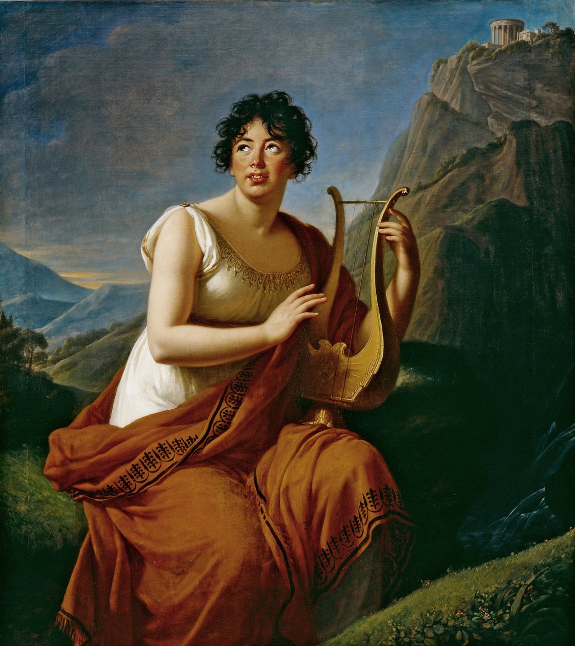 Porträt der Autorin Baronne Anne Louise Germaine de Staël als Corinne am Kap Misenum von Elisabeth Louise Vigee-Lebrun