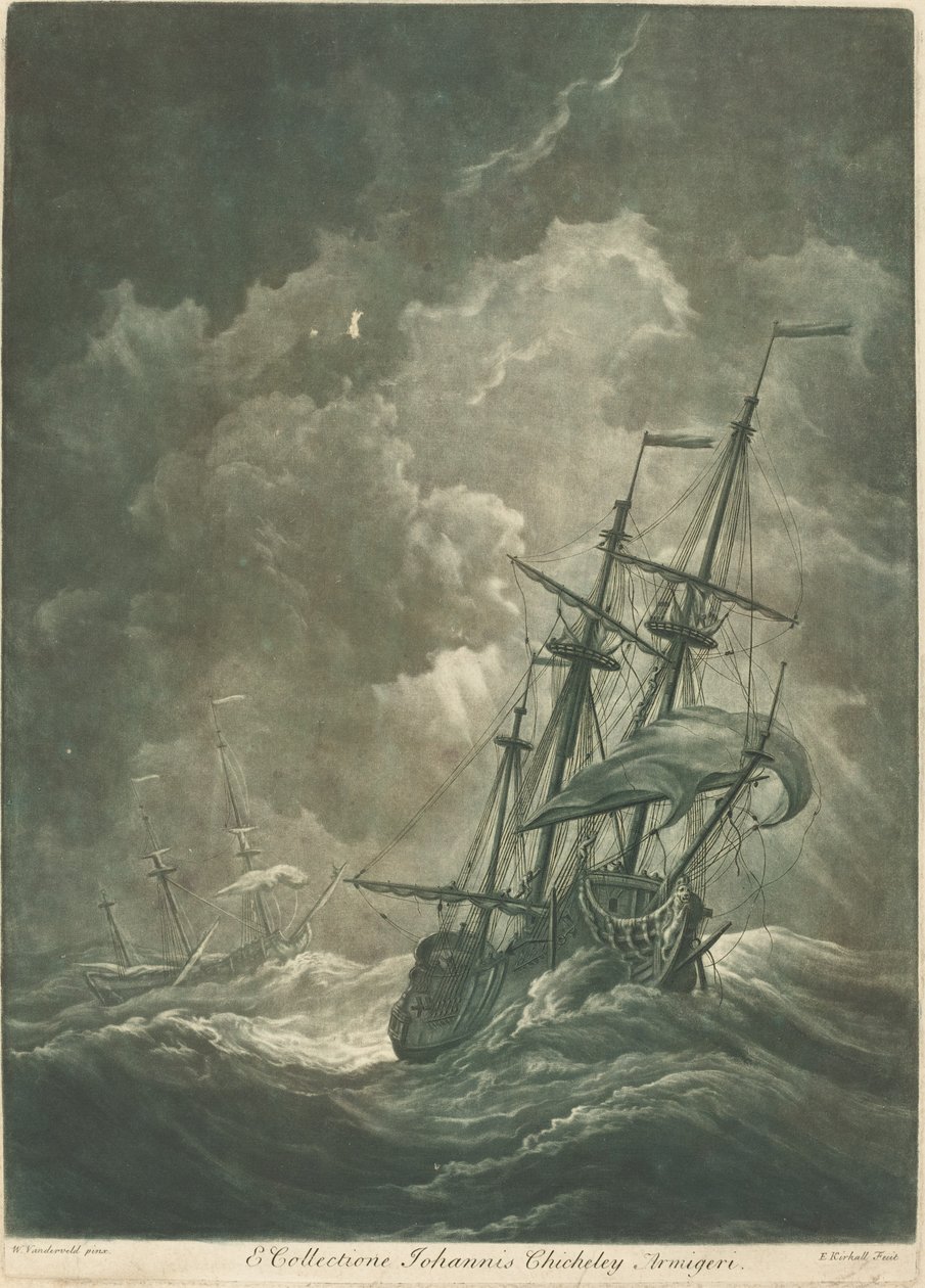 Schiffsszene aus der Sammlung von John Chicheley von Elisha Kirkall after Willem van de Velde the Elder