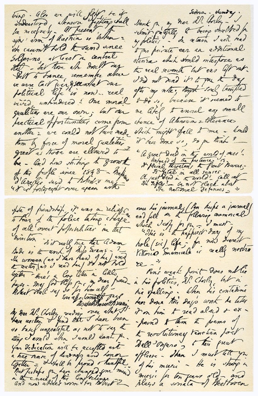 Brief von Elizabeth Barrett Browning an Henry F. Chorley, 1859 von Elizabeth Barrett