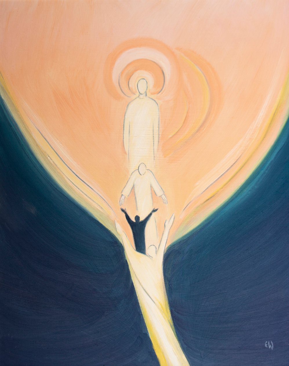 Christus neigt sich vom Himmel herab und zieht uns mit der Kraft des ...