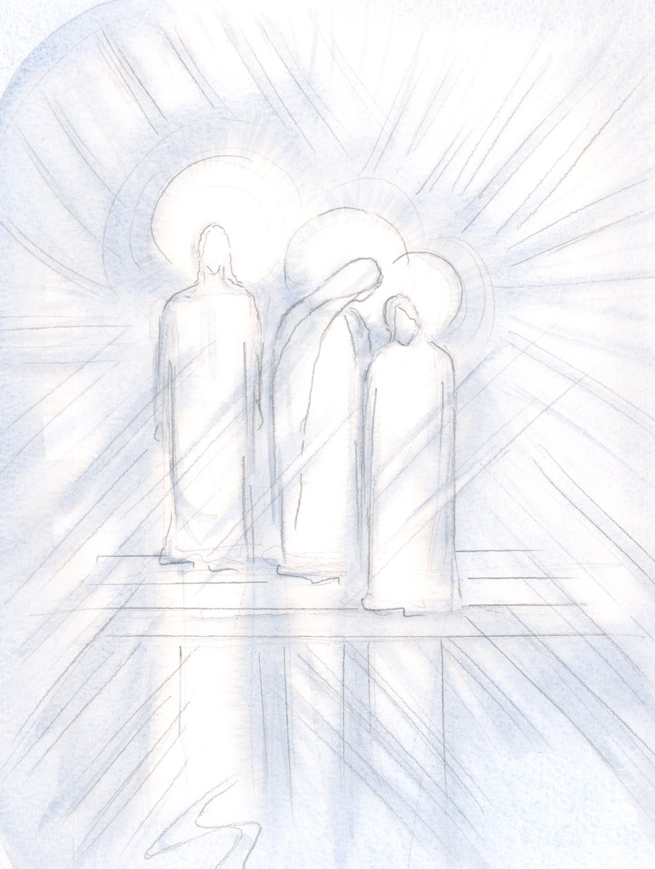 Ich sah Jesus klar, Seine Heilige Mutter an Seiner Seite und den Heiligen Josef neben Ihr. Christus gibt sie uns als Helfer und Vorbilder von Elizabeth Wang