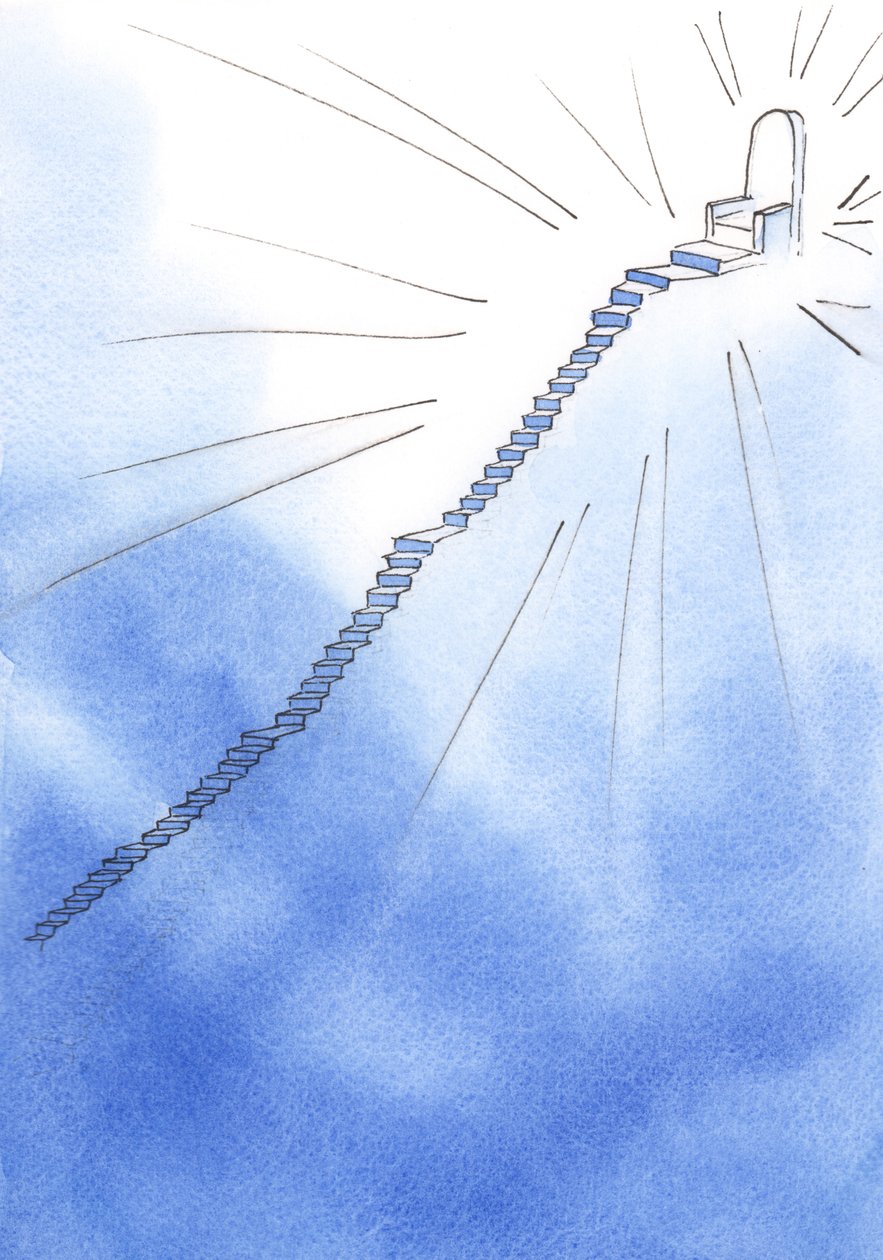 Im spirituellen Leben liegt eine Treppe vor uns, sehr steil, aber mit Ruheplätzen. Oben steht Gottes Thron. Der Weg ist klar. von Elizabeth Wang