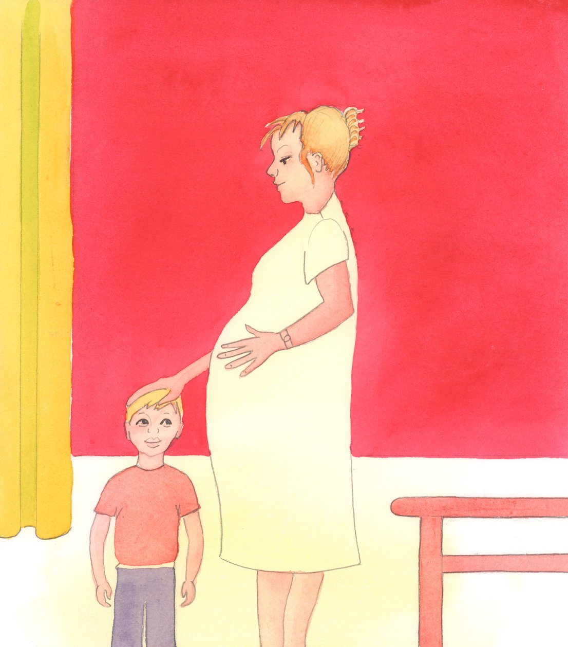 Es ist eine wunderbare Sache, wenn eine Frau das Geschenk eines Kindes willkommen heißt - und wenn ihre anderen Kinder ihre Freude sehen, was sie sicherer macht, geliebt zu werden, 2005 von Elizabeth Wang