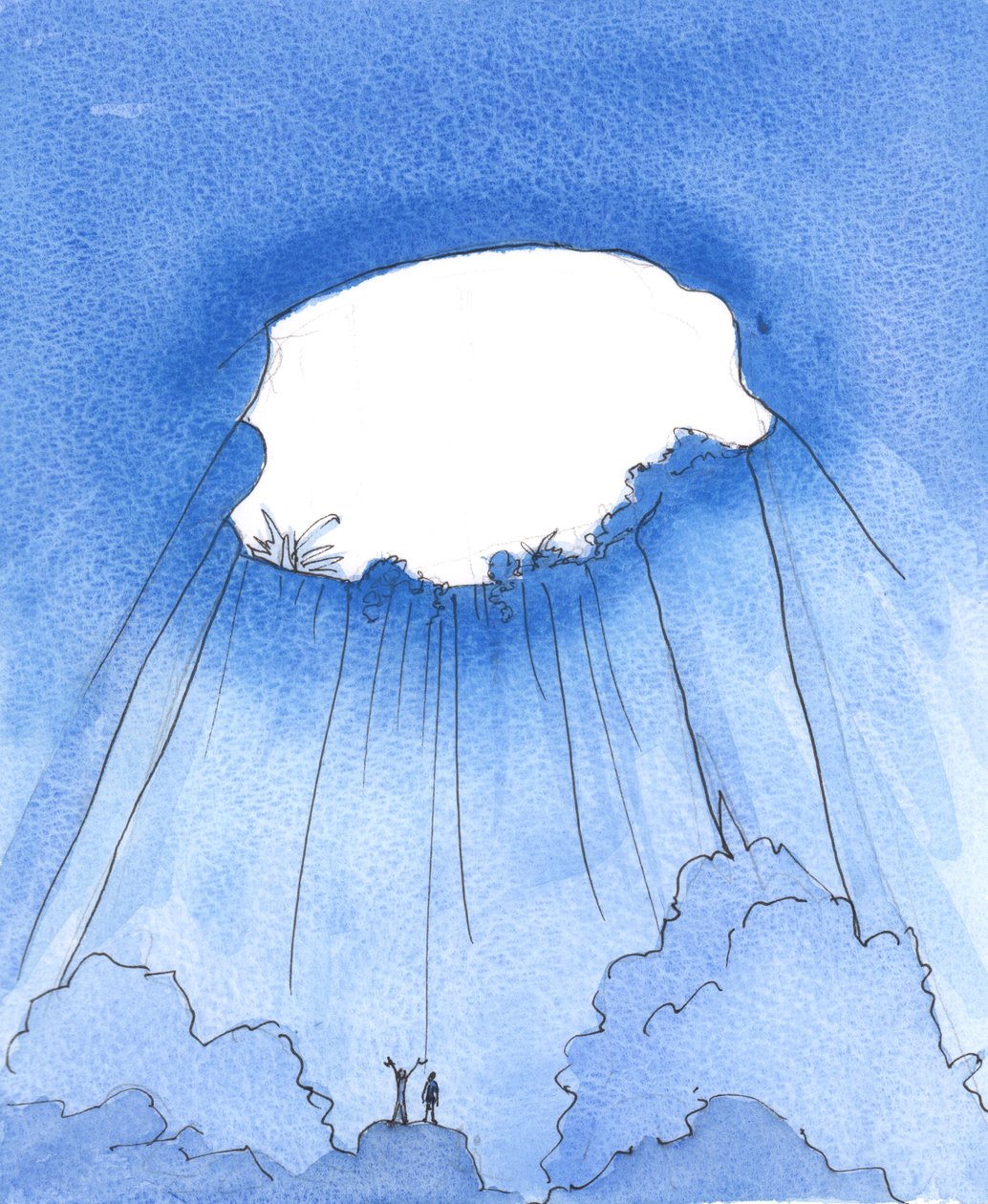 So wie manche Menschen am Boden einer tiefen Höhle im Dschungel gefangen sein können, so werden wir durch Sünde von Gott entfremdet, 2005 von Elizabeth Wang