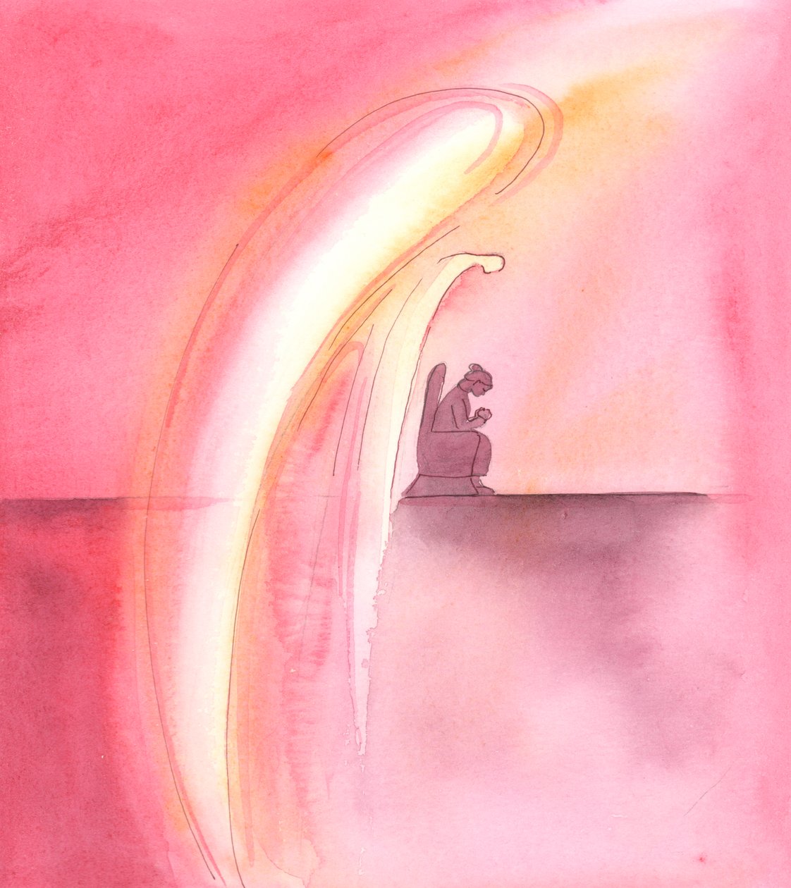 Unsere Schutzengel beten immer mit immenser Ehrfurcht und Hingabe, 2005 von Elizabeth Wang