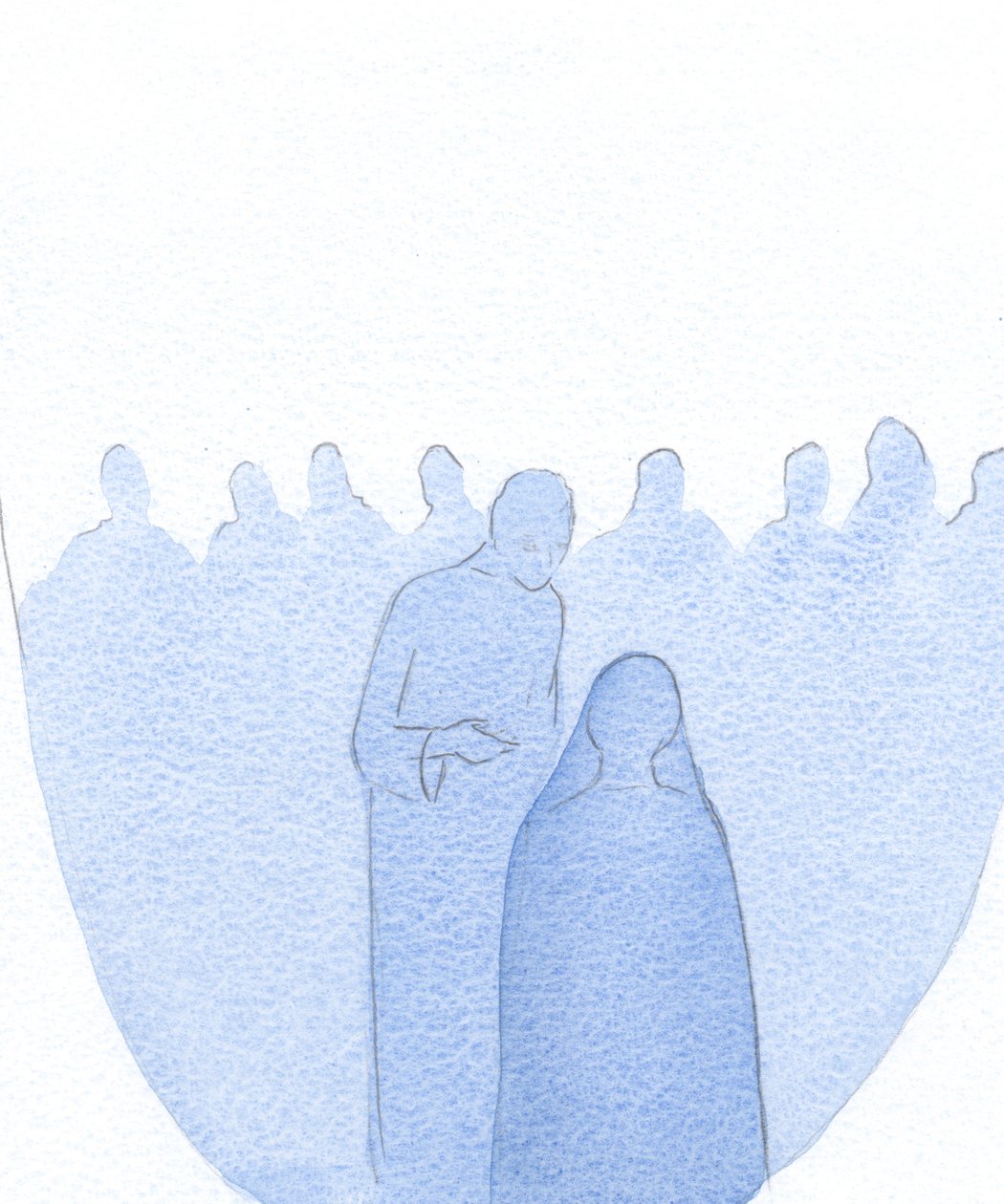 Als das Jesuskind im Tempel gefunden wurde, beugte es sich vor und erklärte seiner Heiligen Mutter leise (mit unendlicher Güte), dass seine Arbeit bereits begonnen hatte. von Elizabeth Wang