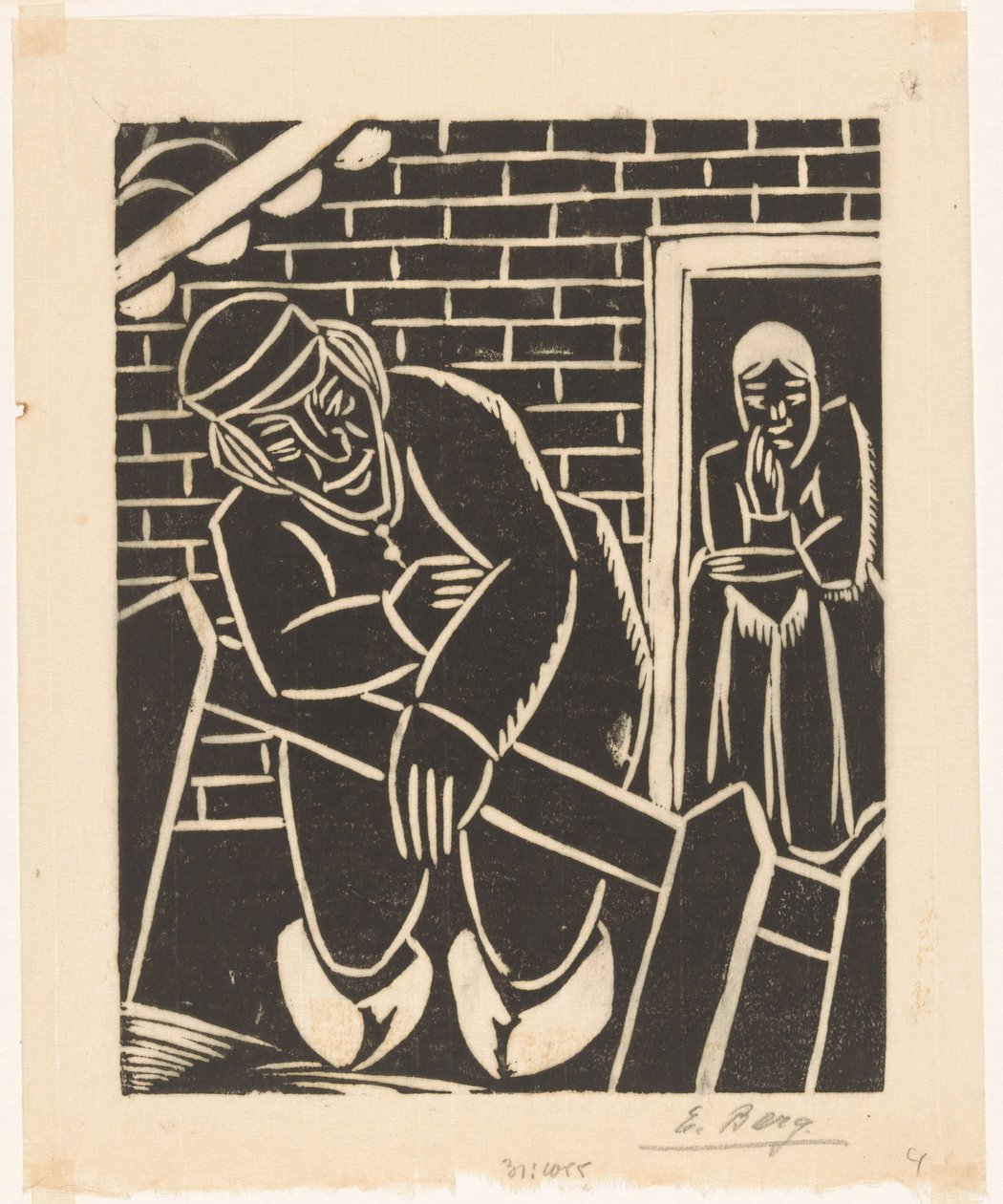 Bauer vor seinem Haus von Else Berg (signed by artist)