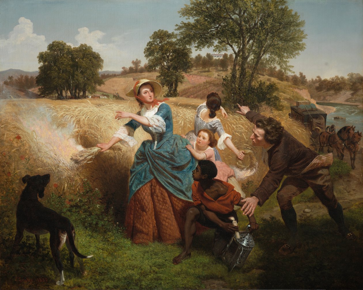 Mrs. Schuyler verbrennt ihre Weizenfelder bei Annäherung der Briten von Emanuel Gottlieb Leutze