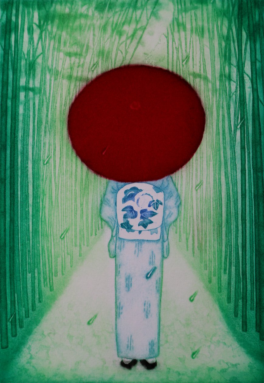 Roter Regenschirm von Emiko Aida