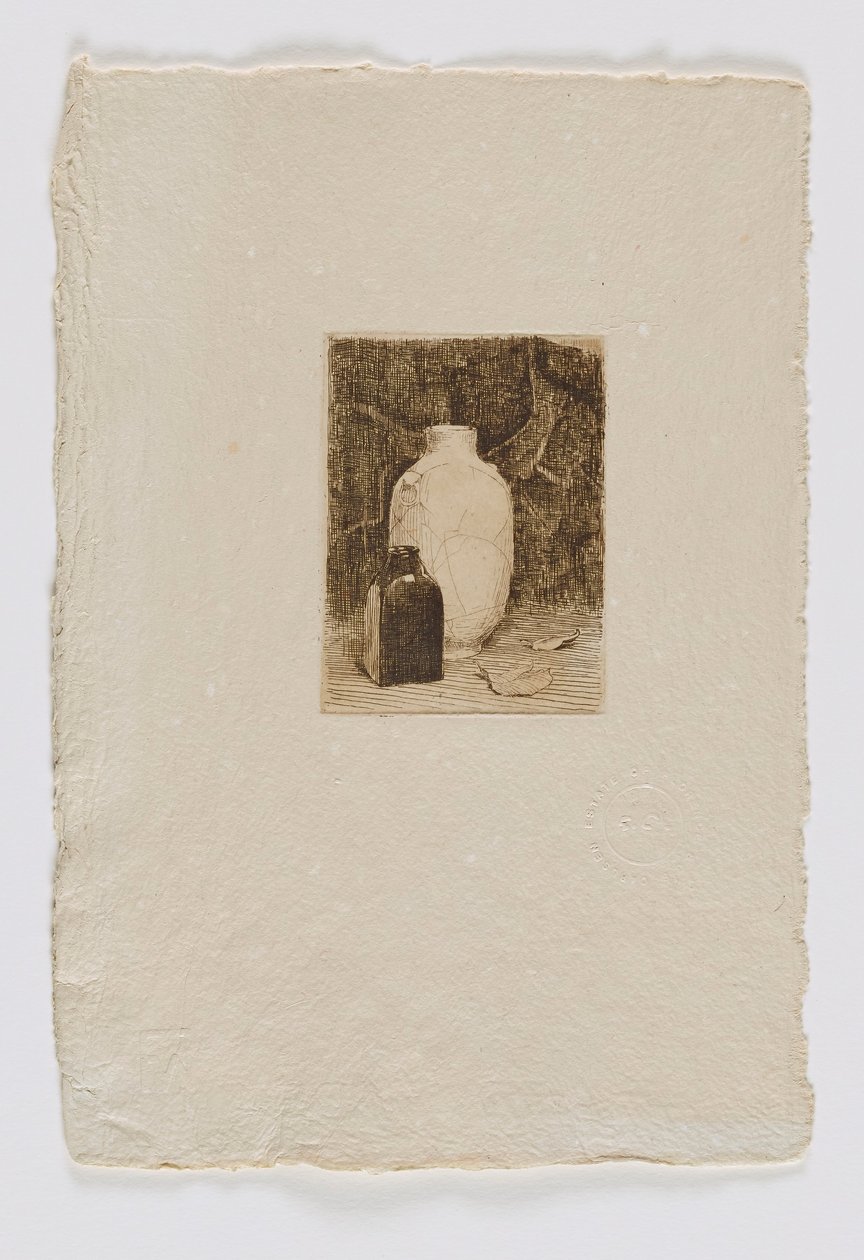 Stillleben mit Vase und Flasche (aus Portfolio) von Emil Carlsen