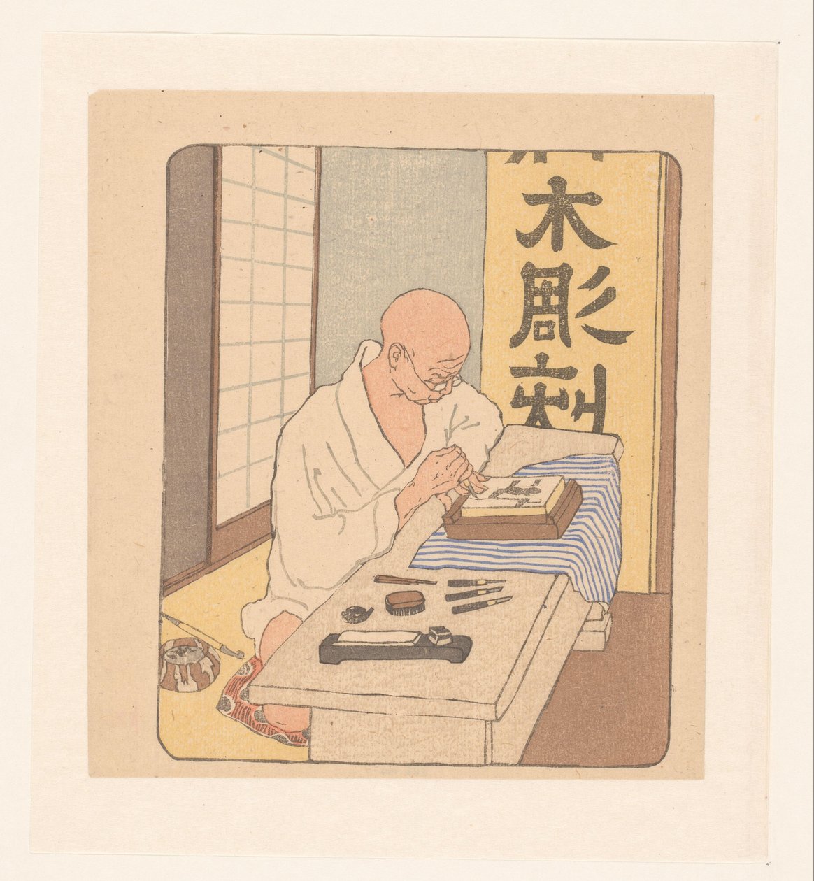 Japanischer Holzschnitzer von Emil Orlik
