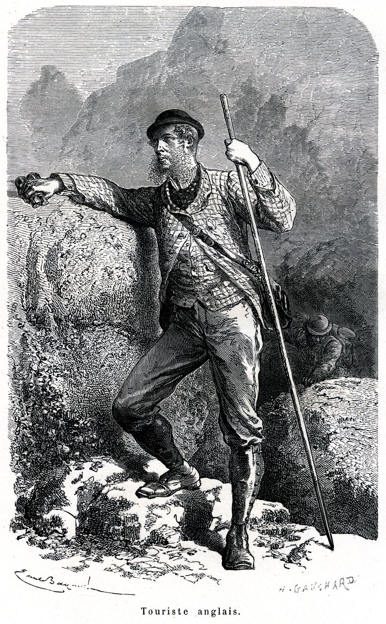Porträt eines englischen Touristen von Emile Bayard - Tourismus im 19. Jahrhundert - Illustration des Buches „Mœurs et Caractères des Peuples“, Ausgabe 1884 von Emile Antoine Bayard
