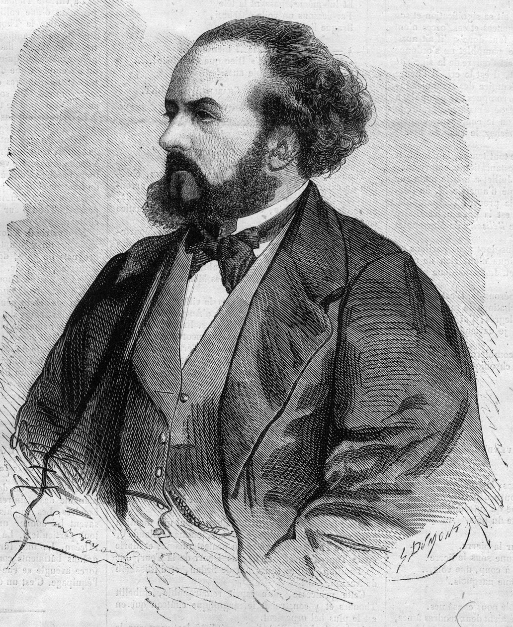 Porträt von Gustave Hippolyte Roger (1815-1879), französischer Tenor - Zeichnung von Emile Bayard von Emile Antoine Bayard