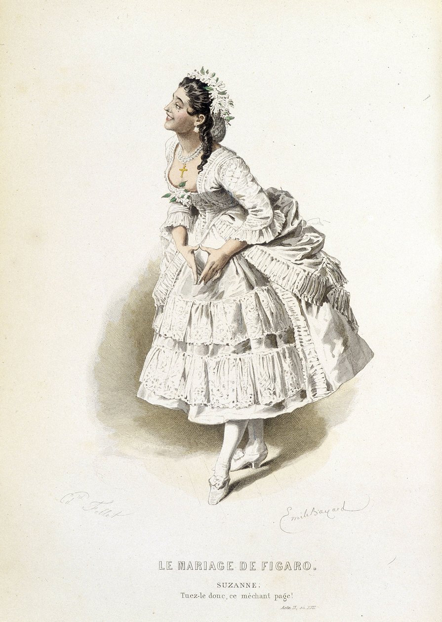 Suzanne in „Le mariage de Figaro“ - in „Oeuvres complètes de Beaumarchais“, Zeichnungen von Emile Bayard, ed. Laplace Sanchez & cie, Paris von Emile Antoine Bayard