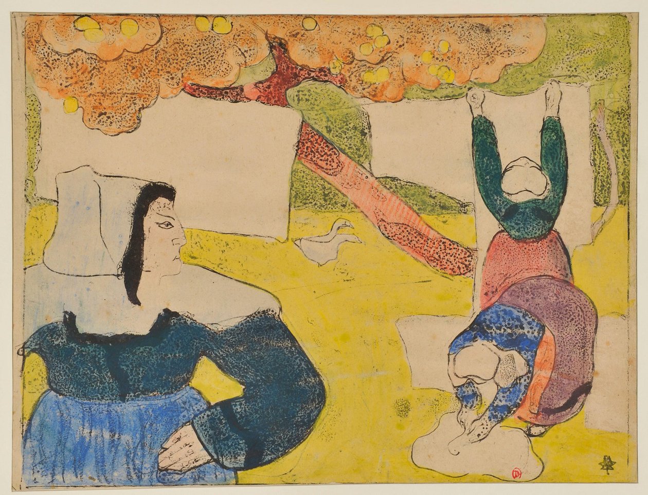 Bretoninnen beim Wäscheaufhängen von Emile Bernard