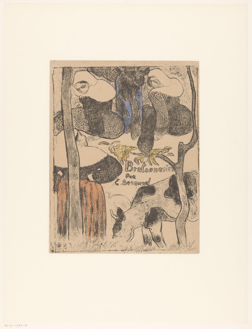 Drei bretonische Frauen und Kühe von Emile Bernard