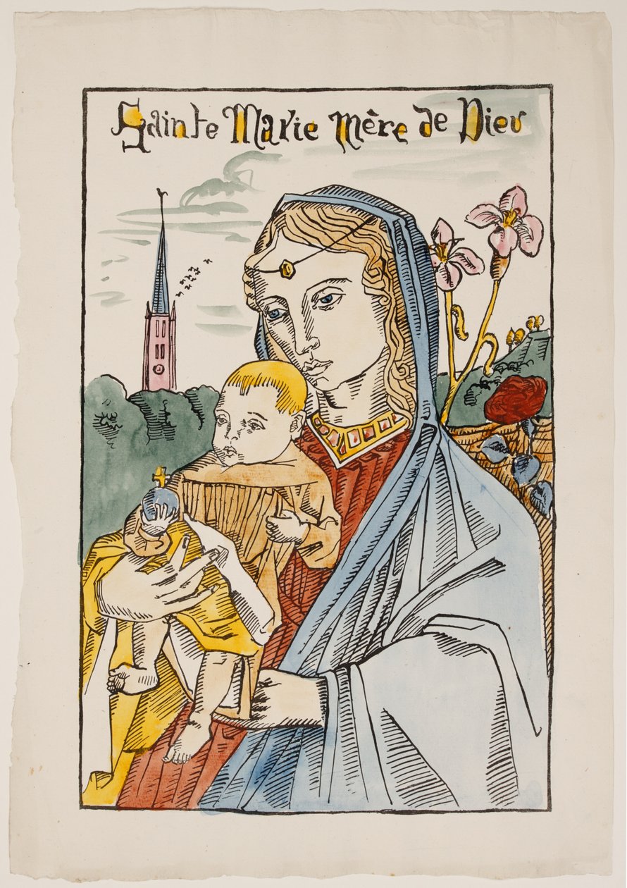 Heilige Maria Mutter Gottes mit einer Lilie (Sainte Marie Mère de Dieu avec un lys) von Emile Bernard