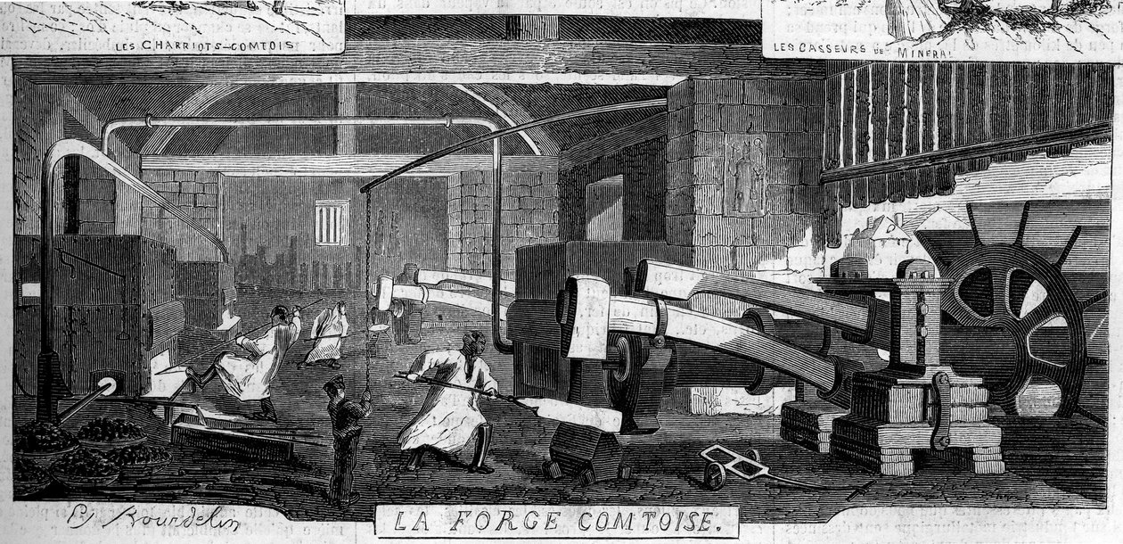 Forges de la Franche-Comté: Innenansicht der Fabrik von Rans, Jura (39) von Emile Bourdelin