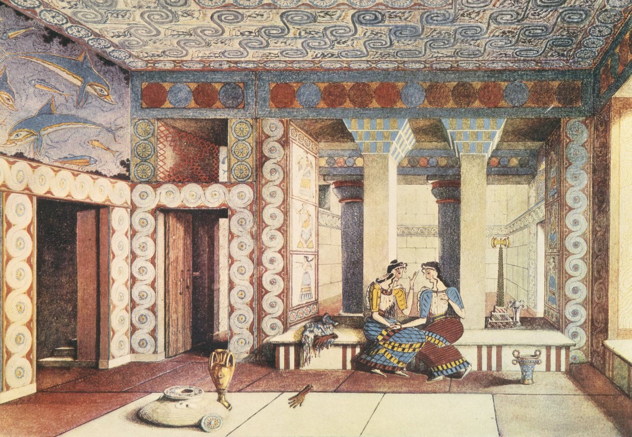 Künstlerische Darstellung des Palastes von Knossos, Kreta von Emile Gilliéron