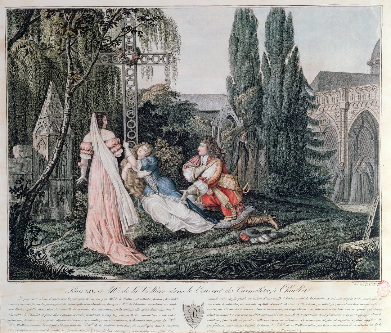 Ludwig XIV. verfolgt Louise de la Valliere, die nach einem Streit 1662 mit dem König im Karmeliterkloster in Chaillot Zuflucht gesucht hatte von Emile Jean Horace Vernet