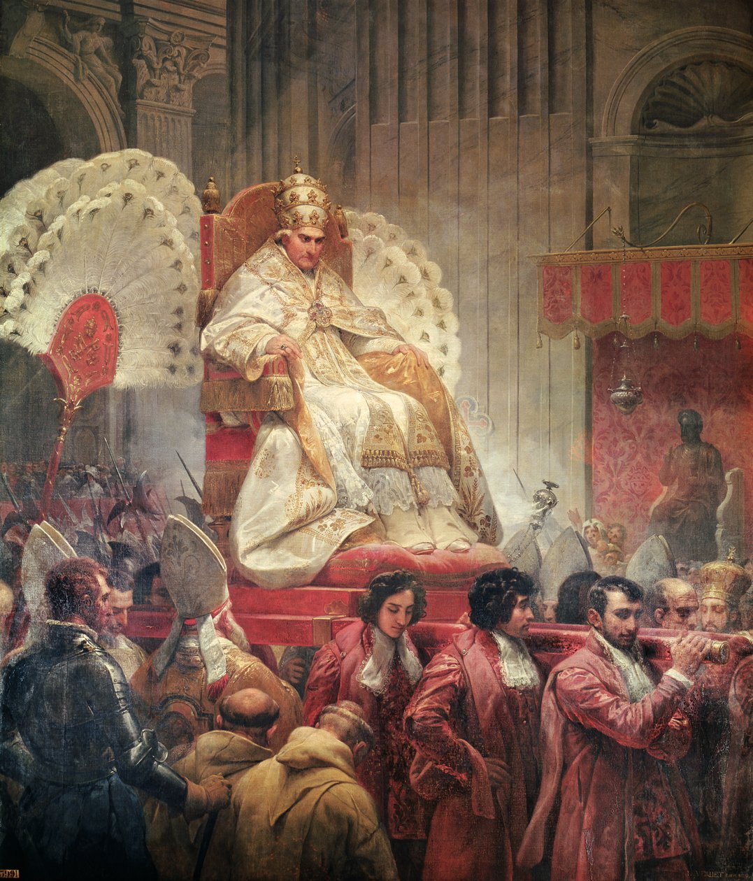 Papst Pius VIII. (1761-1830) in St. Peter auf der Sedia Gestatoria, 1829 von Emile Jean Horace Vernet