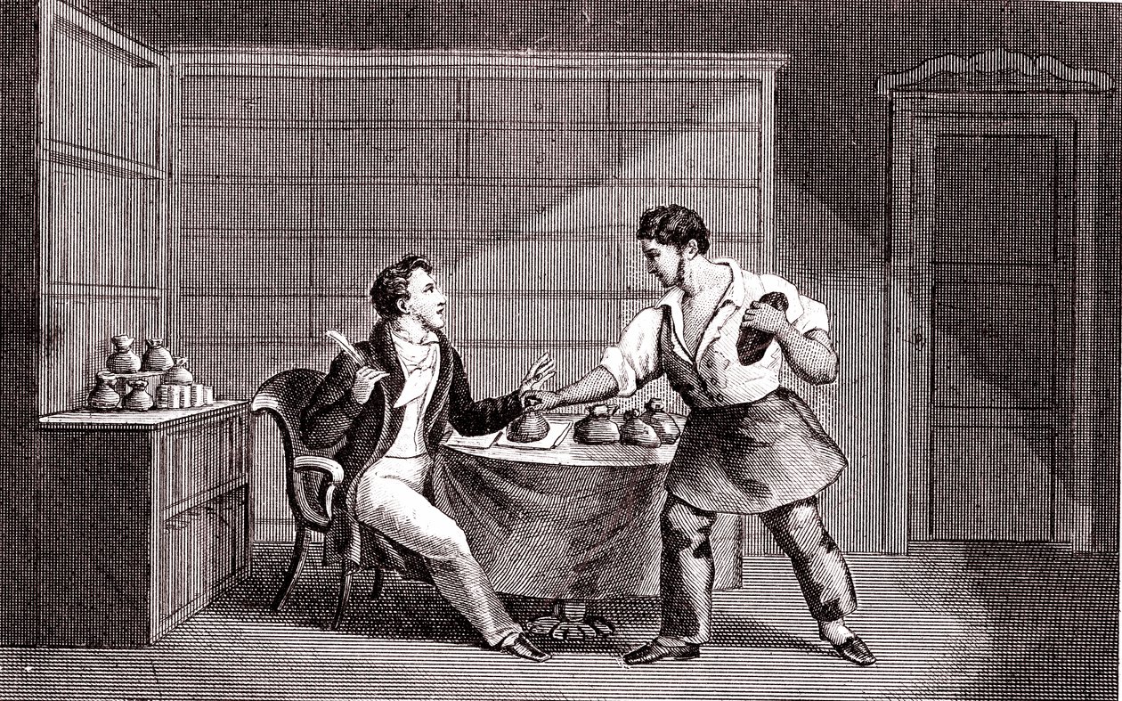 Der Schuster und der Finanzier, Fabel von La Fontaine von Emile Joseph Alexandre Gouget