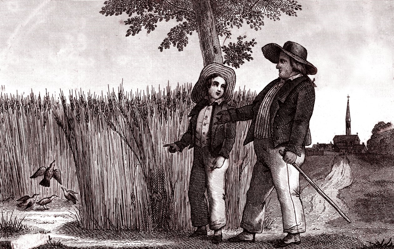 Die Lerche und der Wirt, Fabel von La Fontaine von Emile Joseph Alexandre Gouget
