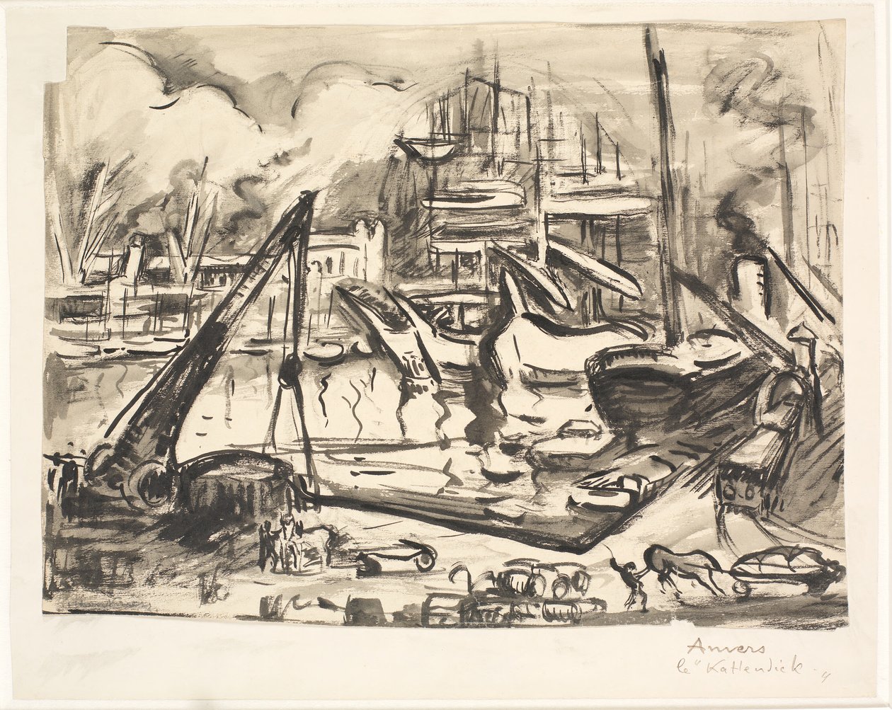 Das Hafenbecken Kattendick in Antwerpen von Emile Othon Friesz