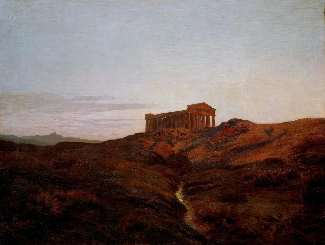 Antikes Land, der Tempel von Segesta in Sizilien von Marie Auguste Emile Rene Menard