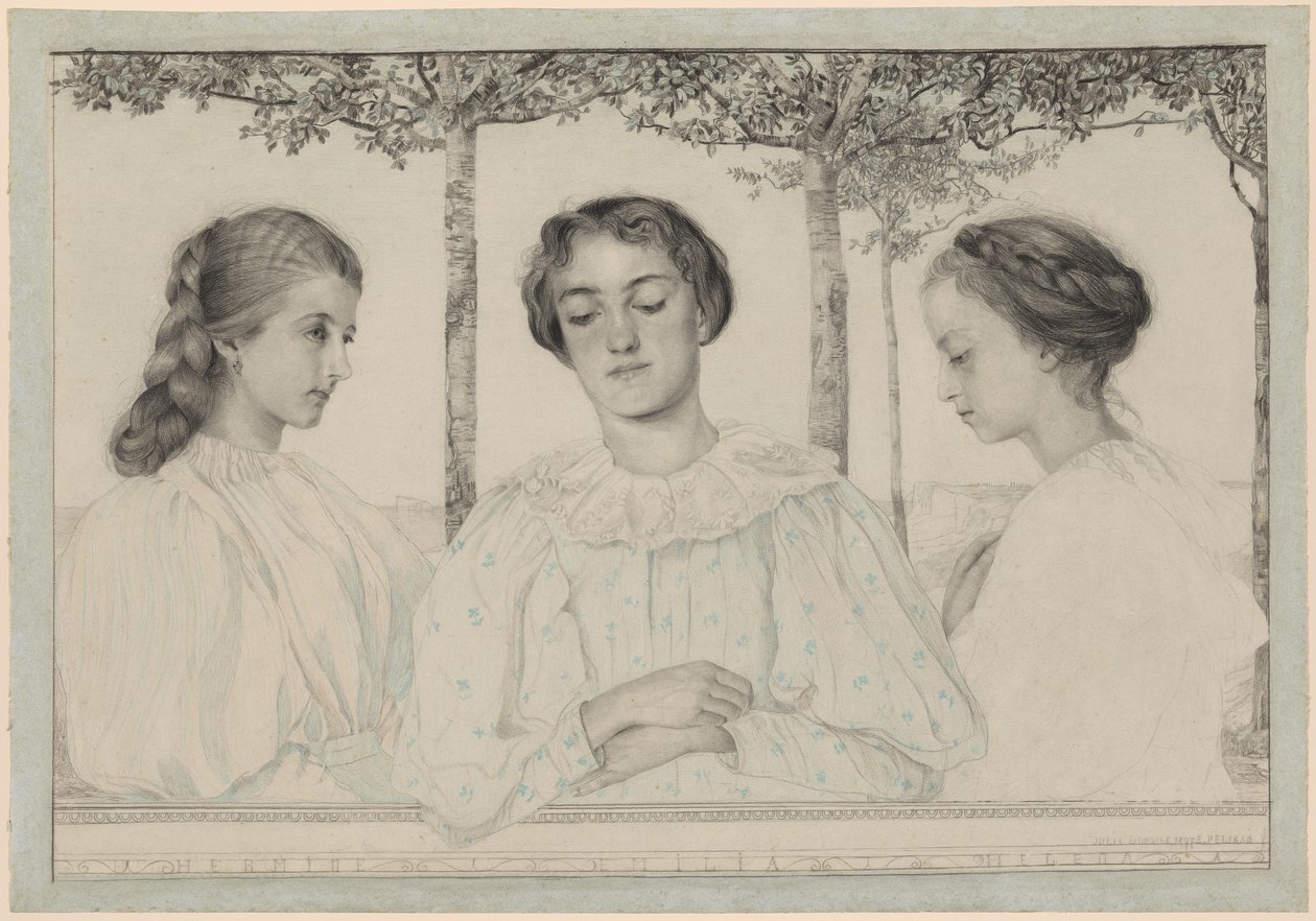 Ein dreifaches Porträt von Hermine, Emilia und Helena von Emilie Mediz Pelikan