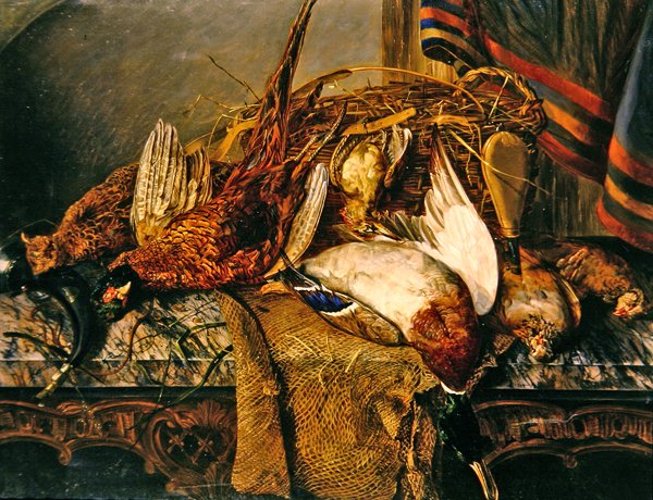 Stillleben mit Fasanen auf einem Marmortisch von Emily Stannard