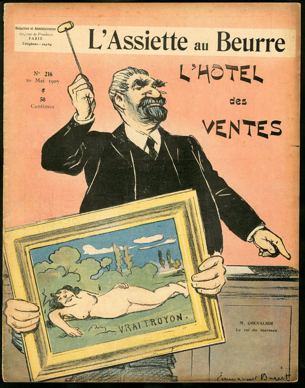 Titelblatt von „Der Butterteller“, Nummer 215, Satirisch in Farben von Emmanuel Barcet