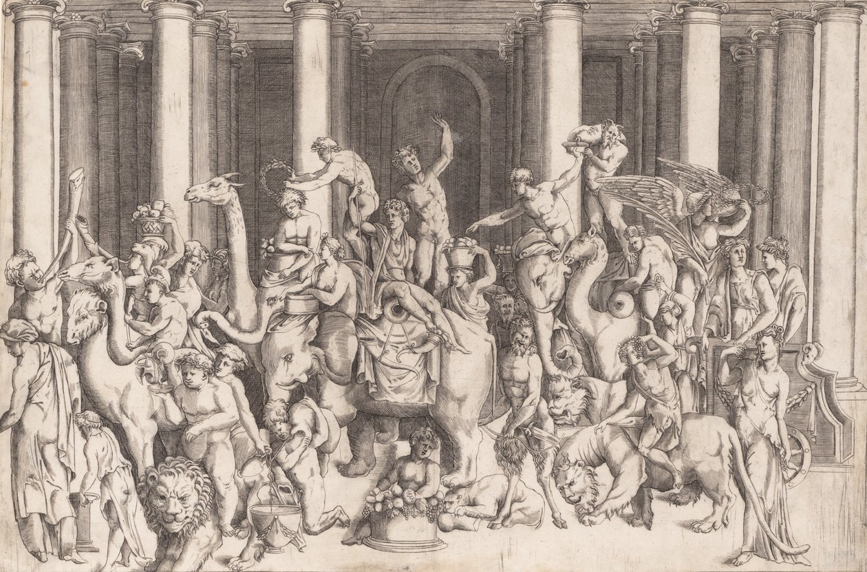 Der indische Triumph des Bacchus, ca. 1542 von Enea Vico.