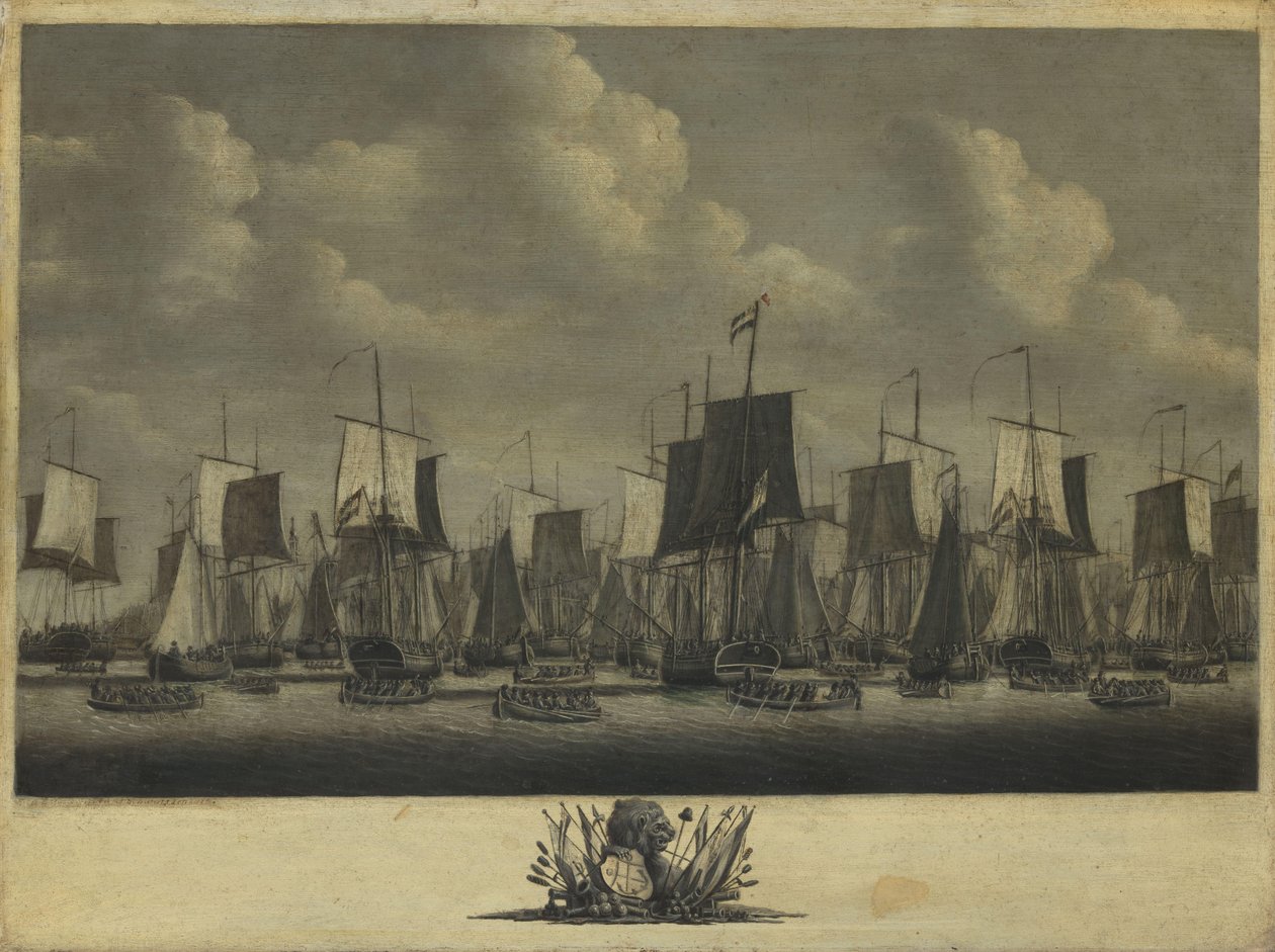 Die Flotte verlässt den Hafen von Vlissingen, 1804 von Engel Hoogerheyden