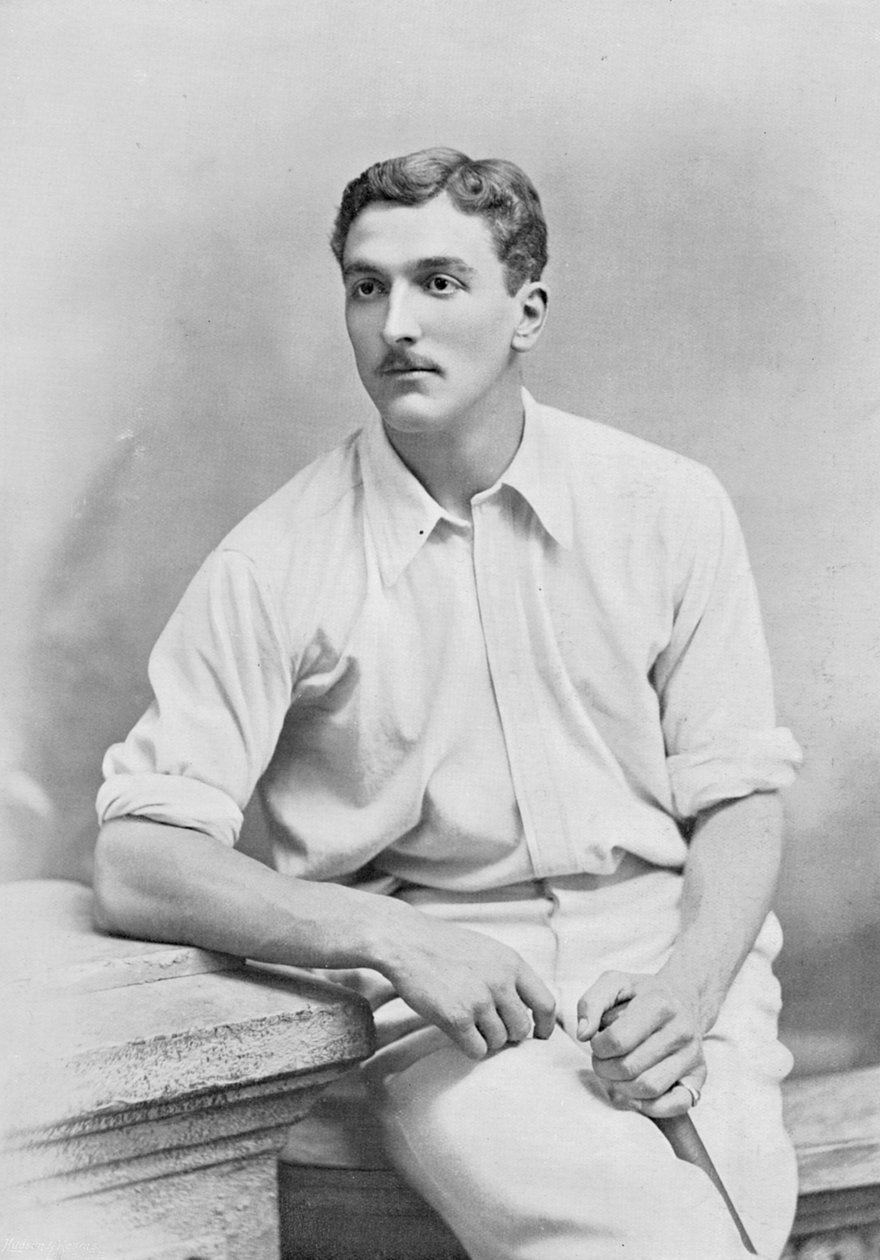 C.B. Fry, aus Berühmte Cricketspieler und Cricketplätze, veröffentlicht von Hudson und Kearns, 1895 von English Photographer