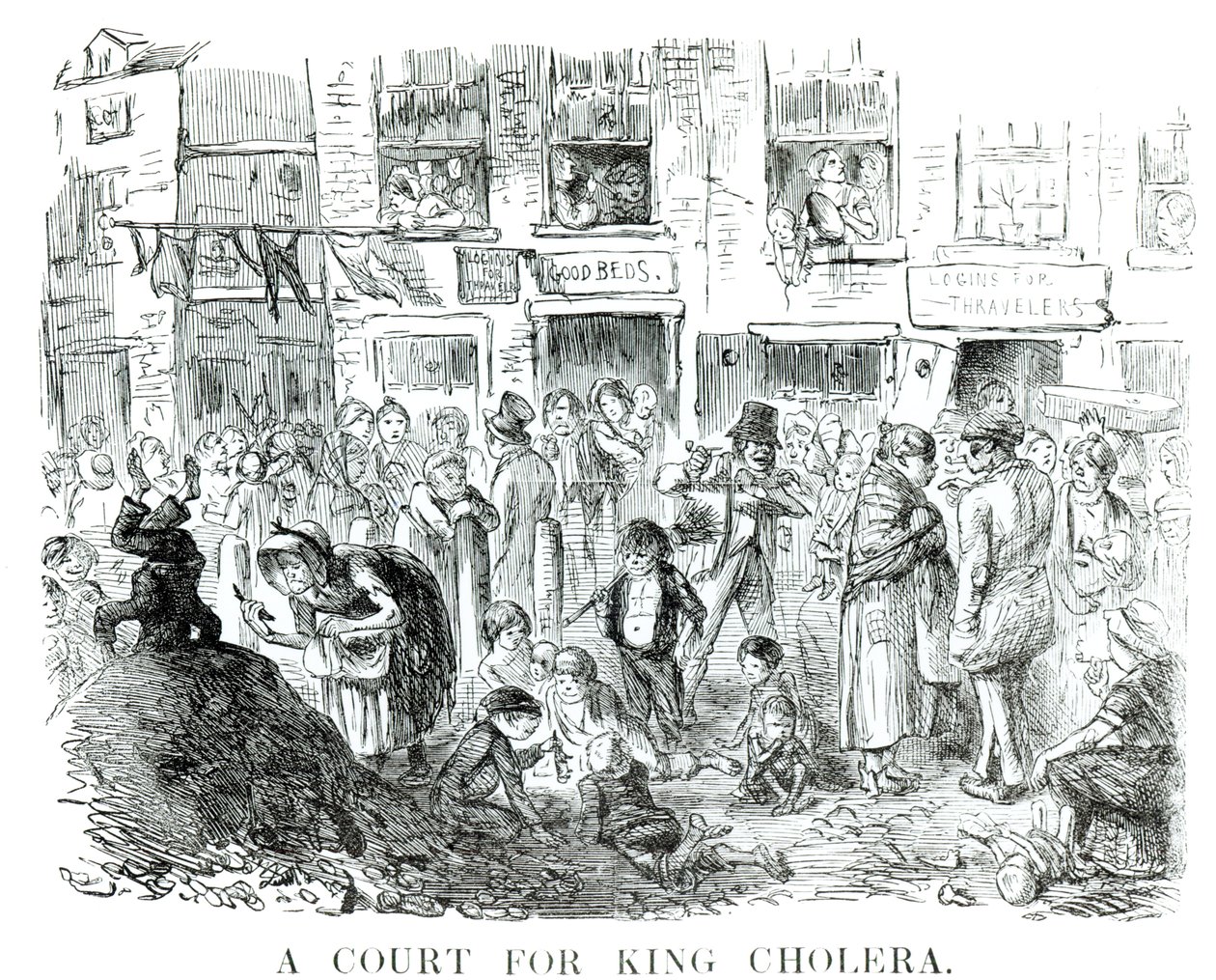 Ein Hof für König Cholera, 1852 von English School