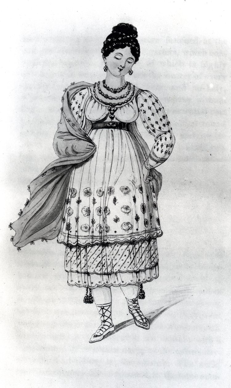 Eine Dame aus Lima in ihrem Hochzeitskleid von English School