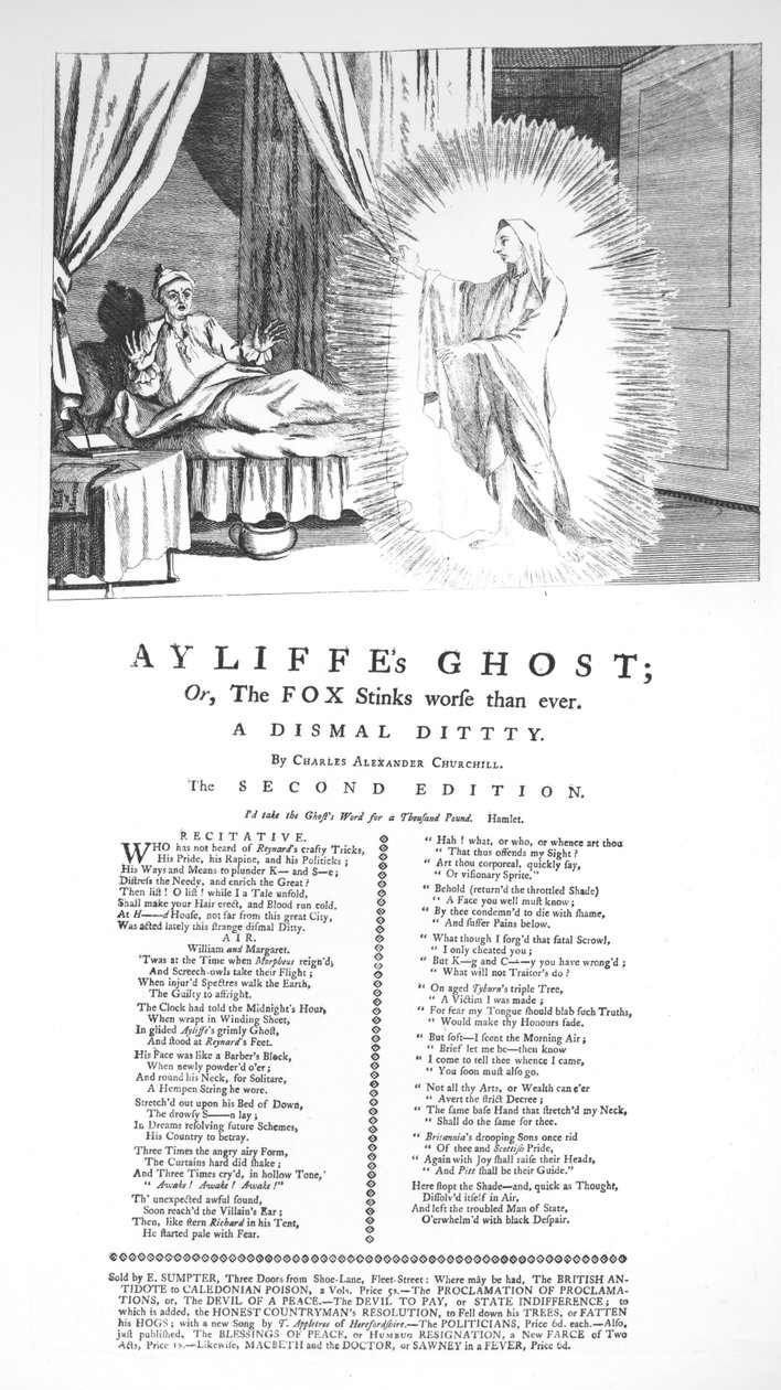 Ayliffes Geist: Oder der Fuchs stinkt schlimmer als je zuvor, von Charles Alexander Churchill (1731-64) von English School