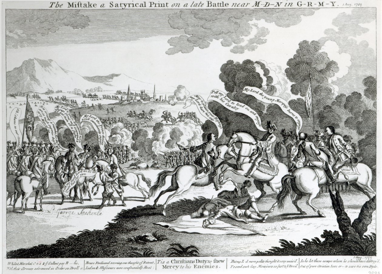 Schlacht bei Minden, 1. August 1759 von English School