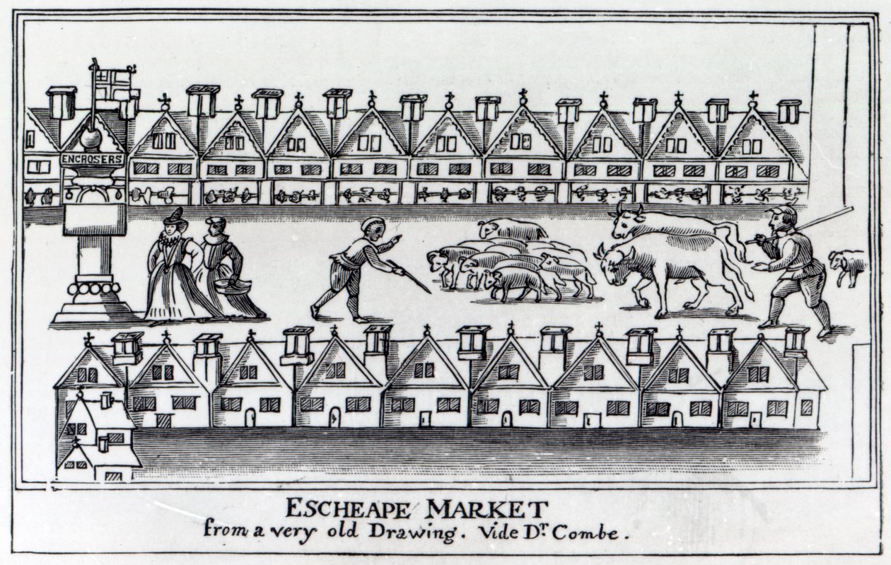 Escheape Market, nach einer Originalzeichnung von ca. 1598 von English School