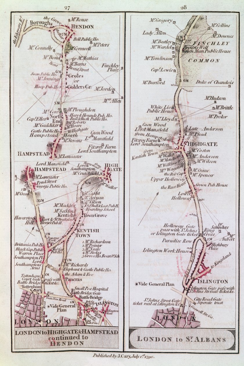 Große Nordstraße aus London, 1. Juli 1790 von English School